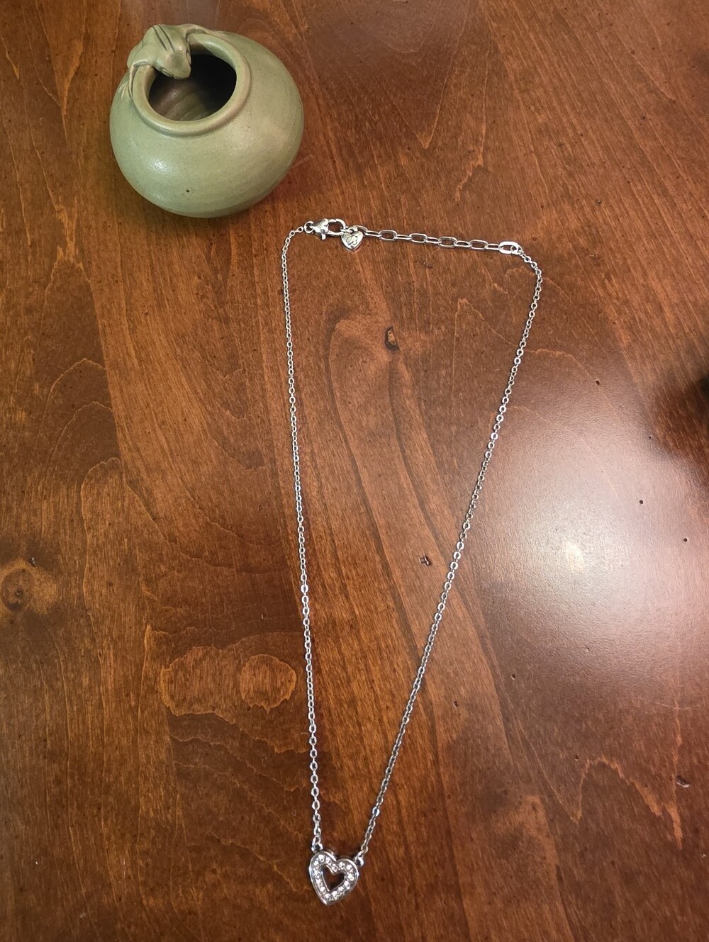 Brighton Silver Tone Heart/Clear Stones Pendant Necklace & Signature ♡ W/B